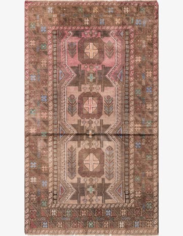 3' 7 x 6' 4 Hand Knotted Ultra Vintage Persian Wool Rug