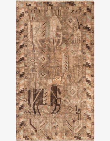 3' 6 x 6' 3 Hand Knotted Ultra Vintage Persian Wool Rug