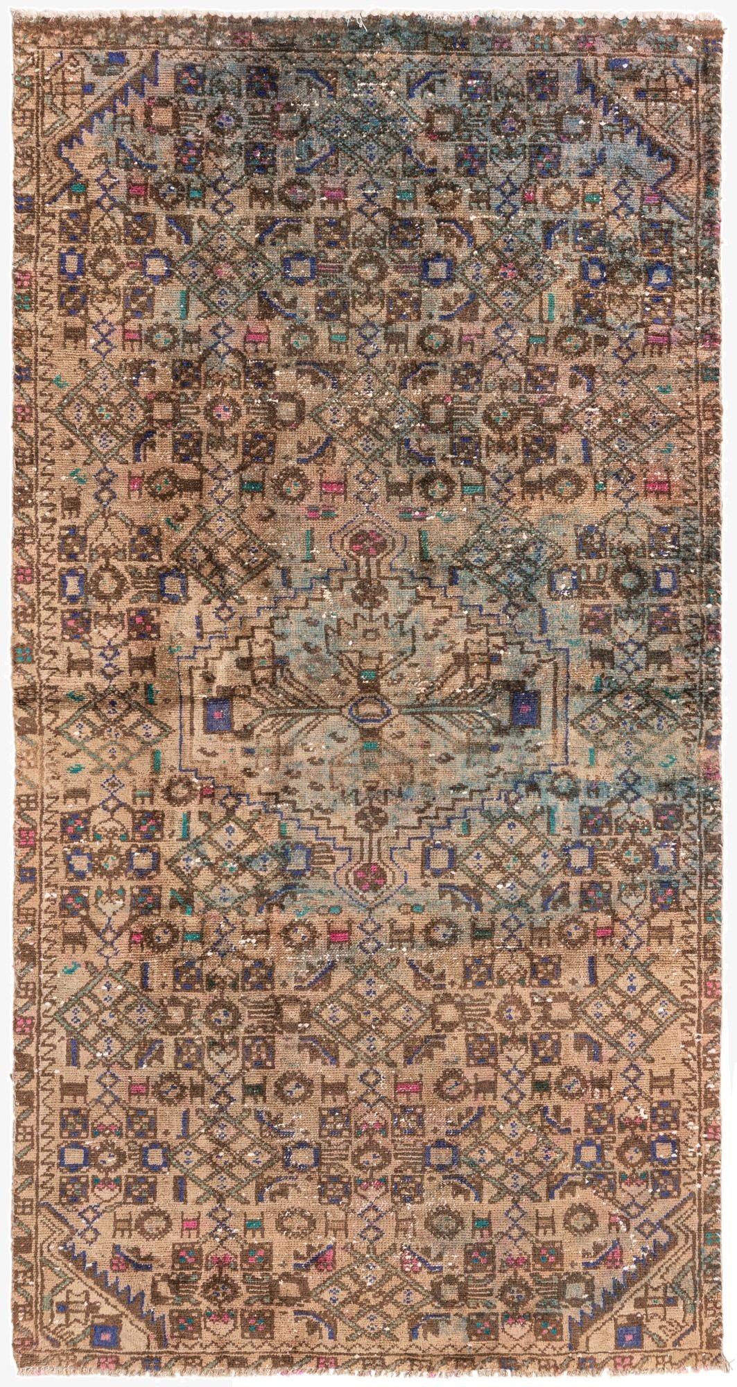3' 8 x 7' 1  Hand Knotted Ultra Vintage Persian Wool Rug
