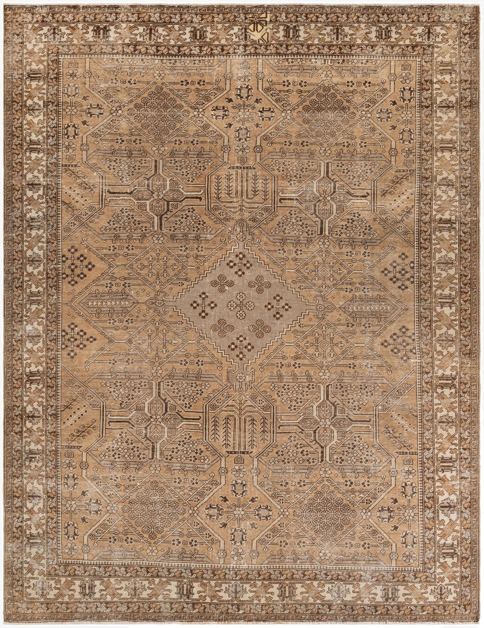 8' 7 x 12' 2  Hand Knotted Ultra Vintage Persian Wool Rug