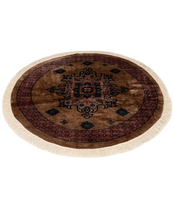 Detail image of 4' x 4' 1  Hand Knotted Bokhara Oriental Wool Round Rug