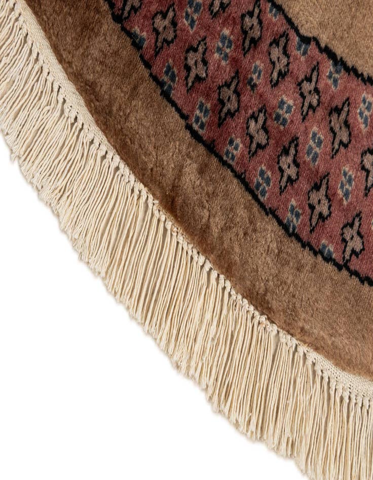 Detail image of 4' x 4' 1  Hand Knotted Bokhara Oriental Wool Round Rug