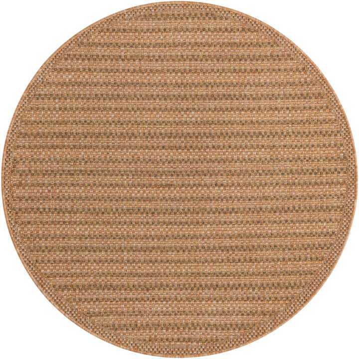 5' 3 x 5' 3 Easy-Clean Border Indoor / Outdoor Round Rug