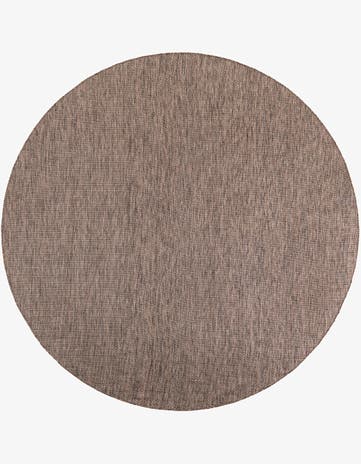 Light Brown Easy-Clean Solid Indoor / Outdoor Round Rug