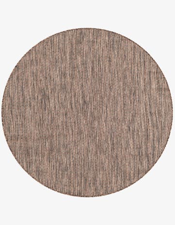 Light Brown Easy-Clean Solid Indoor / Outdoor Round Rug
