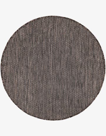 Light Brown Easy-Clean Solid Indoor / Outdoor Round Rug