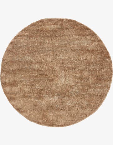 Light Brown Solid Frieze Round Rug