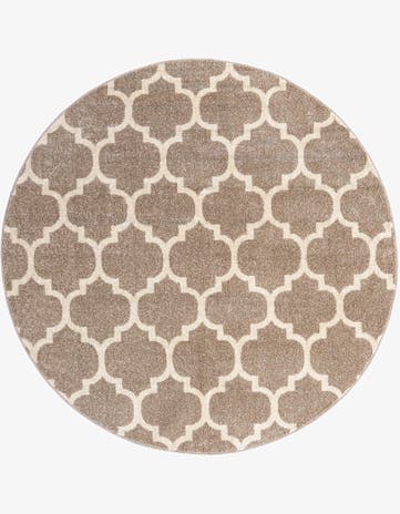 Light Brown Trellis Round Rug