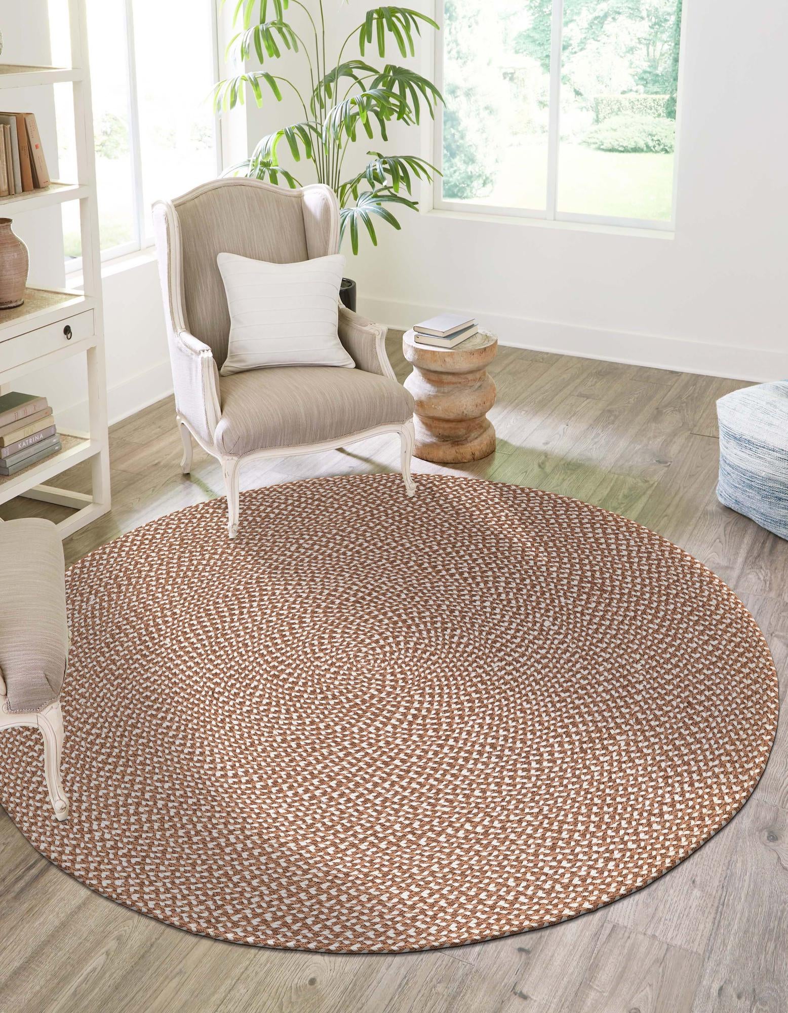 2' x 2'  Hand Tweed Braided Jute Round Rug