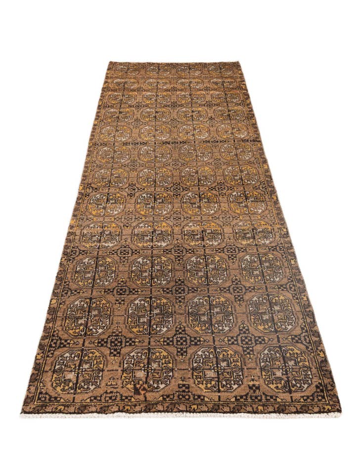 Detail image of  3' x 9' 4  Hand Knotted Afghan Akhche Wool Runner Rug