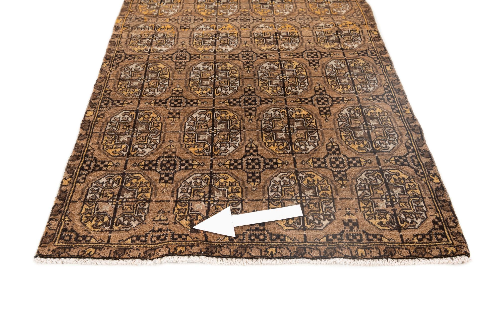3' x 9' 4 Hand Knotted Afghan Akhche Wool Runner Rug