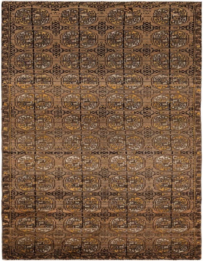 Detail image of 3' x 9' 4 Hand Knotted Afghan Akhche Wool Runner Rug