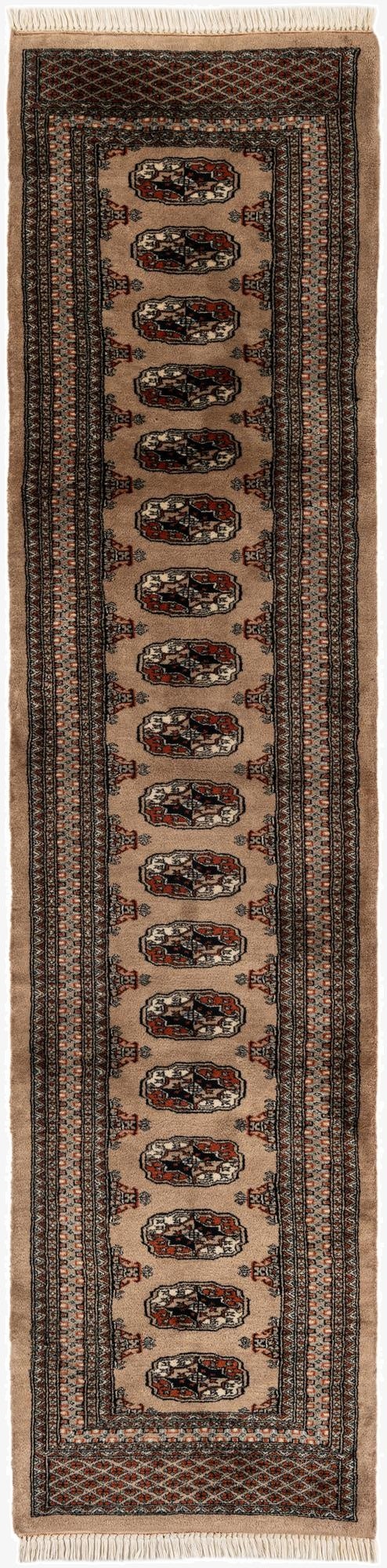 2' 7 x 10' 7  Hand Knotted Bokhara Oriental Wool Runner Rug