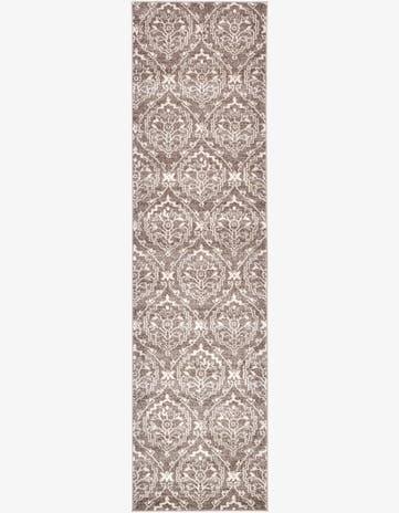 Light Brown Damask Runner Rug