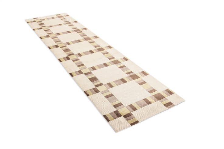 Detailansicht von 85cm x 325cm Handgeknüpft Darya Wolle Läufer Teppich