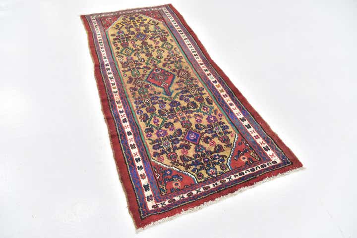 3' x 7' 2 Hand Knotted Hamedan Persian Wool Runner Rug