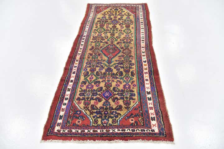 3' x 7' 2 Hand Knotted Hamedan Persian Wool Runner Rug