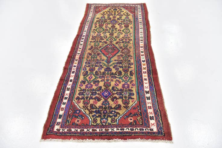 Detail image of 3' x 7' 2 Hand Knotted Hamedan Persian Wool Runner Rug