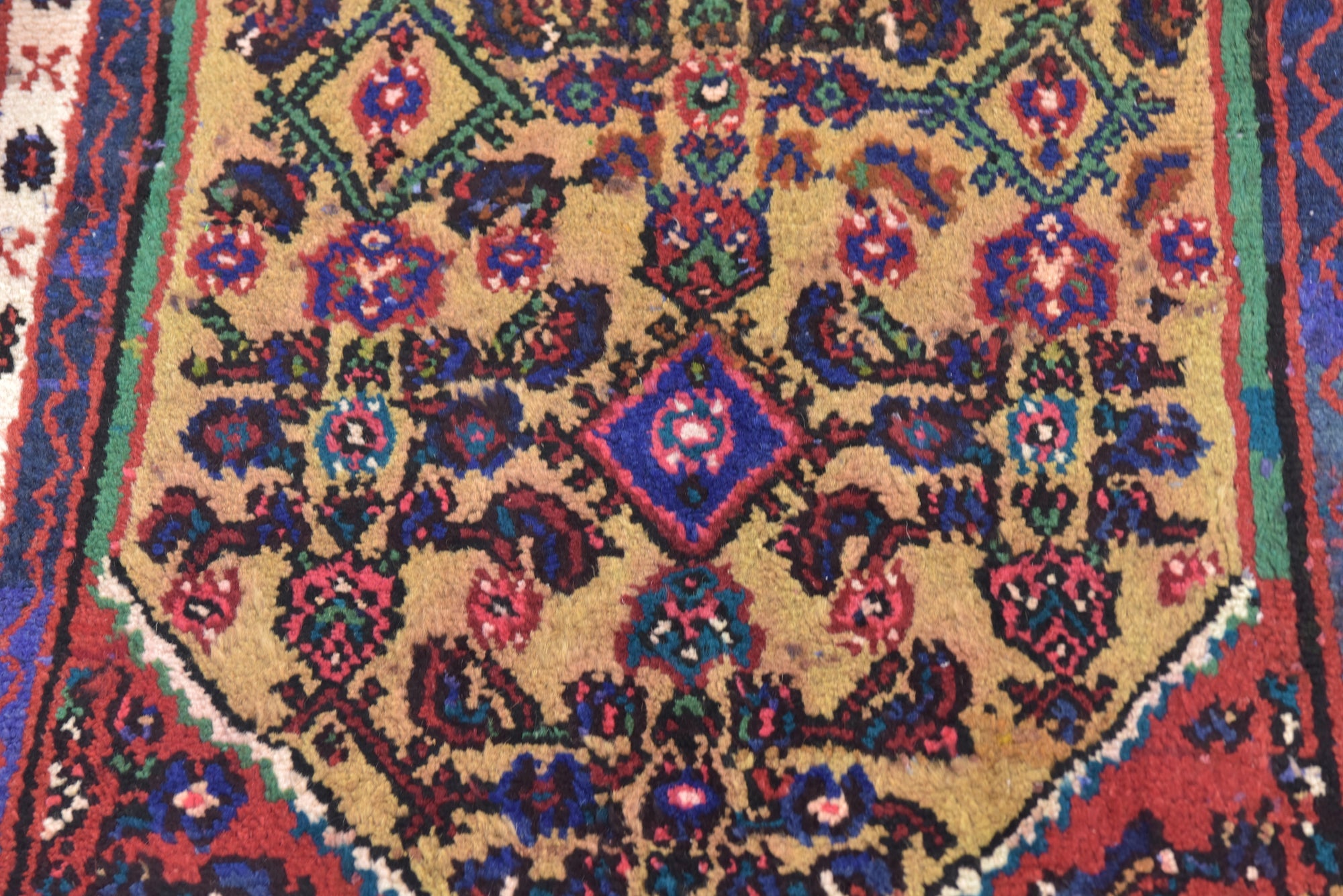 3' x 7' 2 Hand Knotted Hamedan Persian Wool Runner Rug