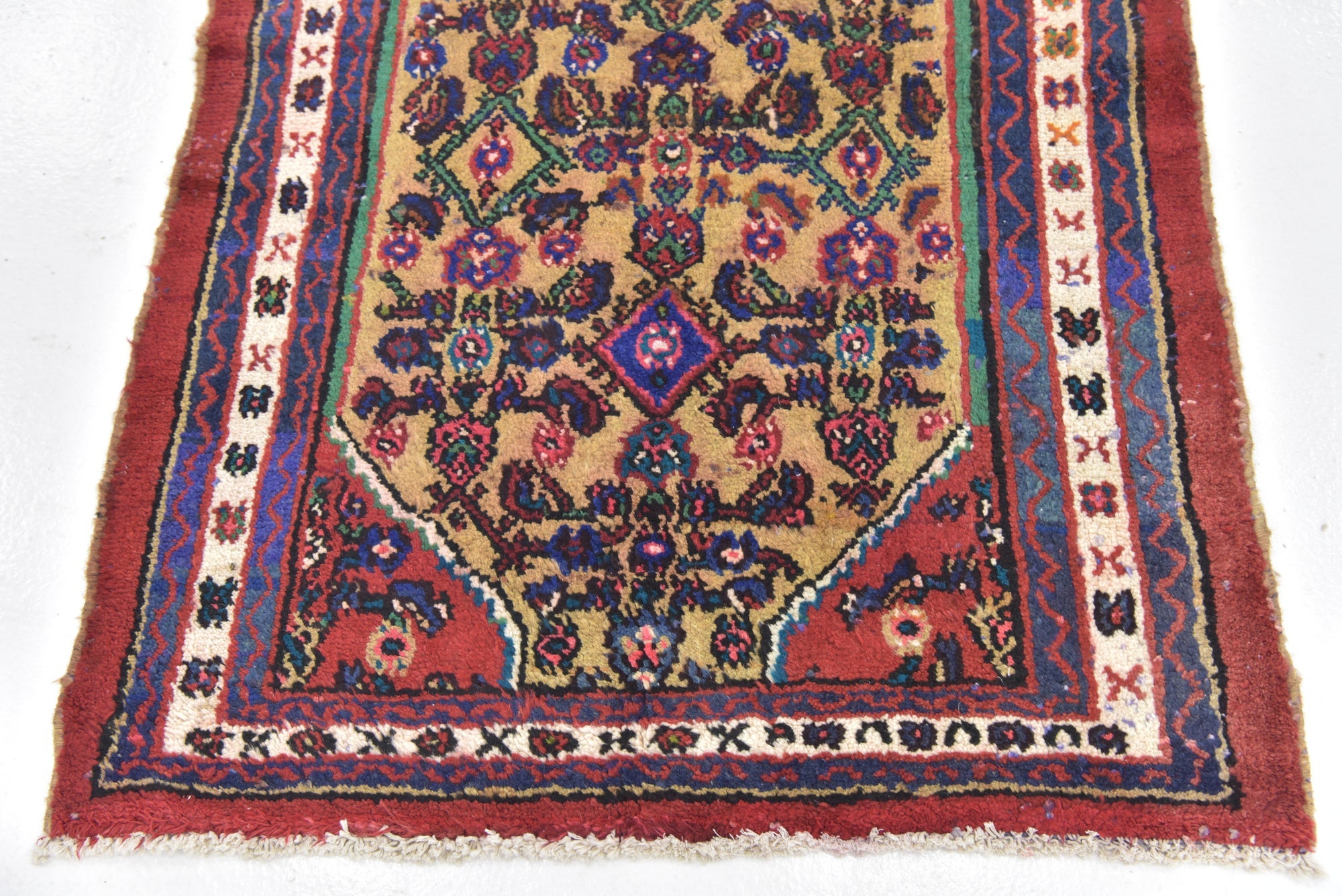 3' x 7' 2 Hand Knotted Hamedan Persian Wool Runner Rug