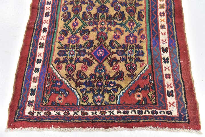 3' x 7' 2 Hand Knotted Hamedan Persian Wool Runner Rug