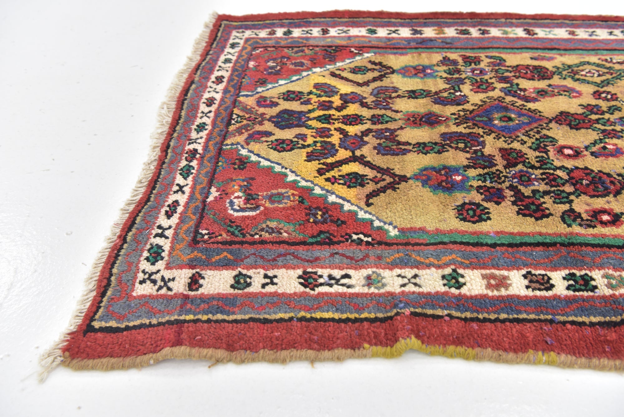 3' x 7' 2 Hand Knotted Hamedan Persian Wool Runner Rug