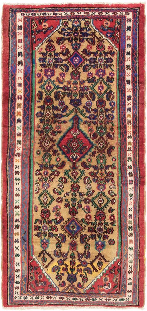 3' x 7' 2 Hand Knotted Hamedan Persian Wool Runner Rug