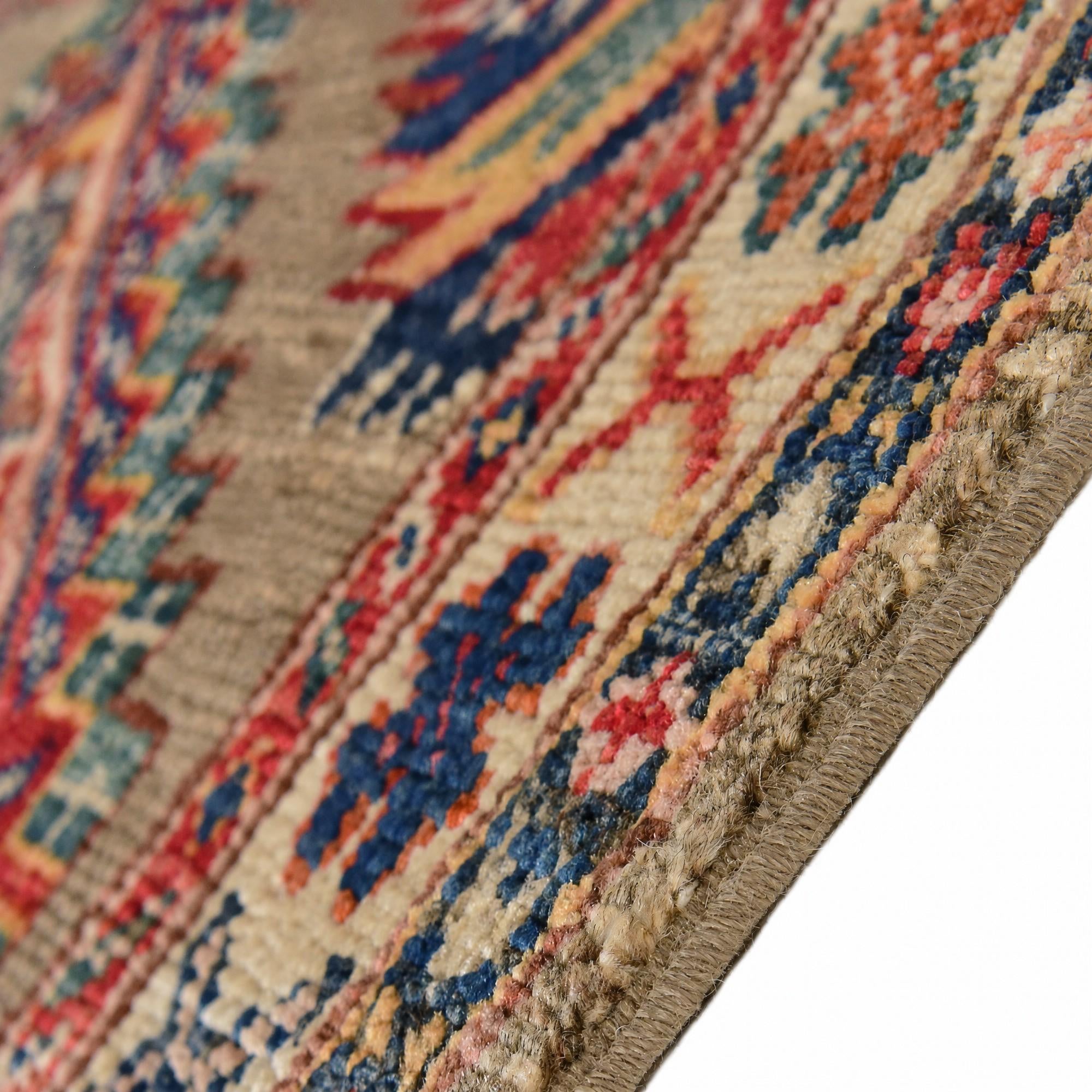 75cm x 215cm Hand Knotted Kazak Runner Rug