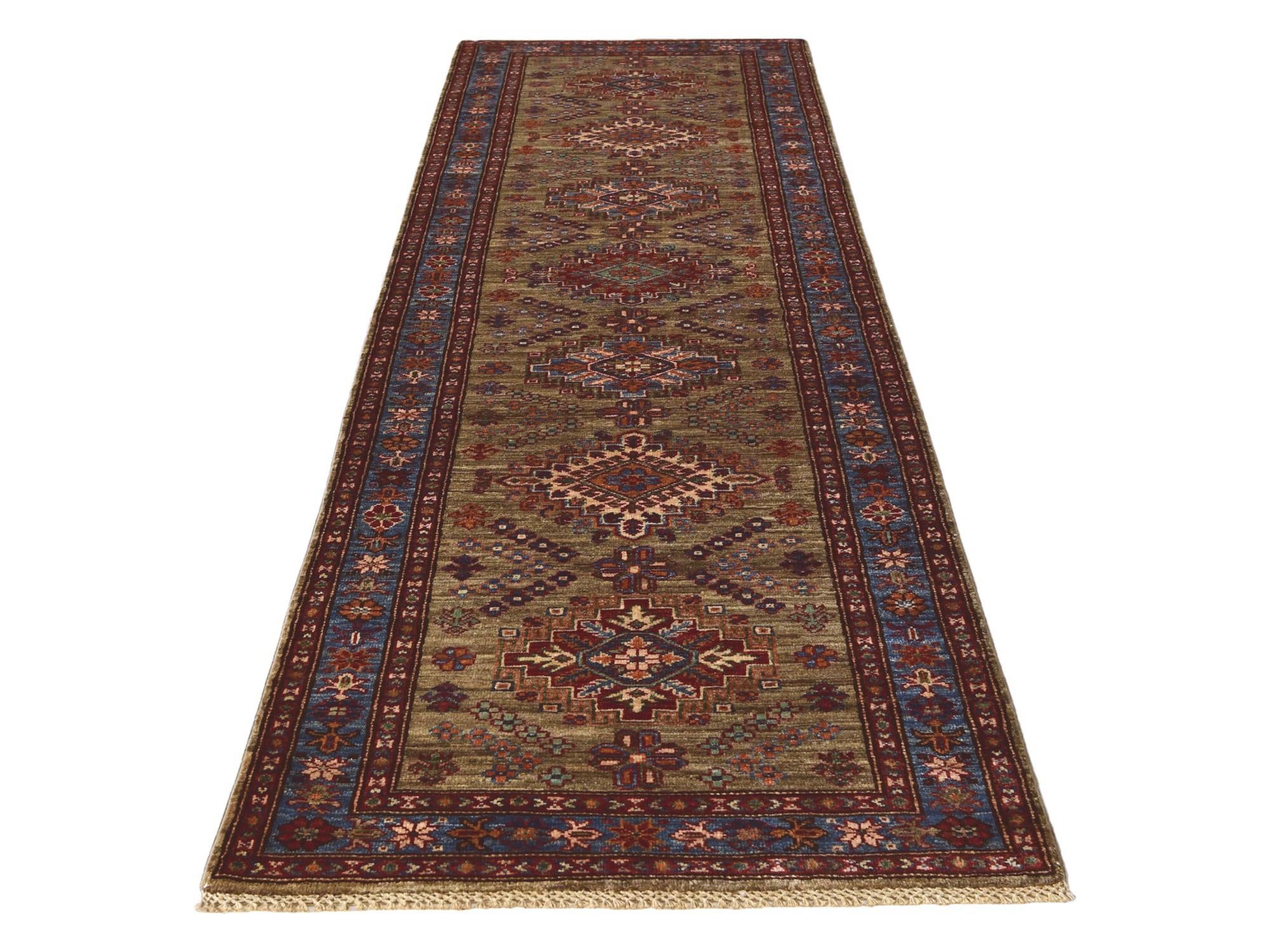 2' 11 x 10' 1 Hand Knotted Kazak Runner Rug