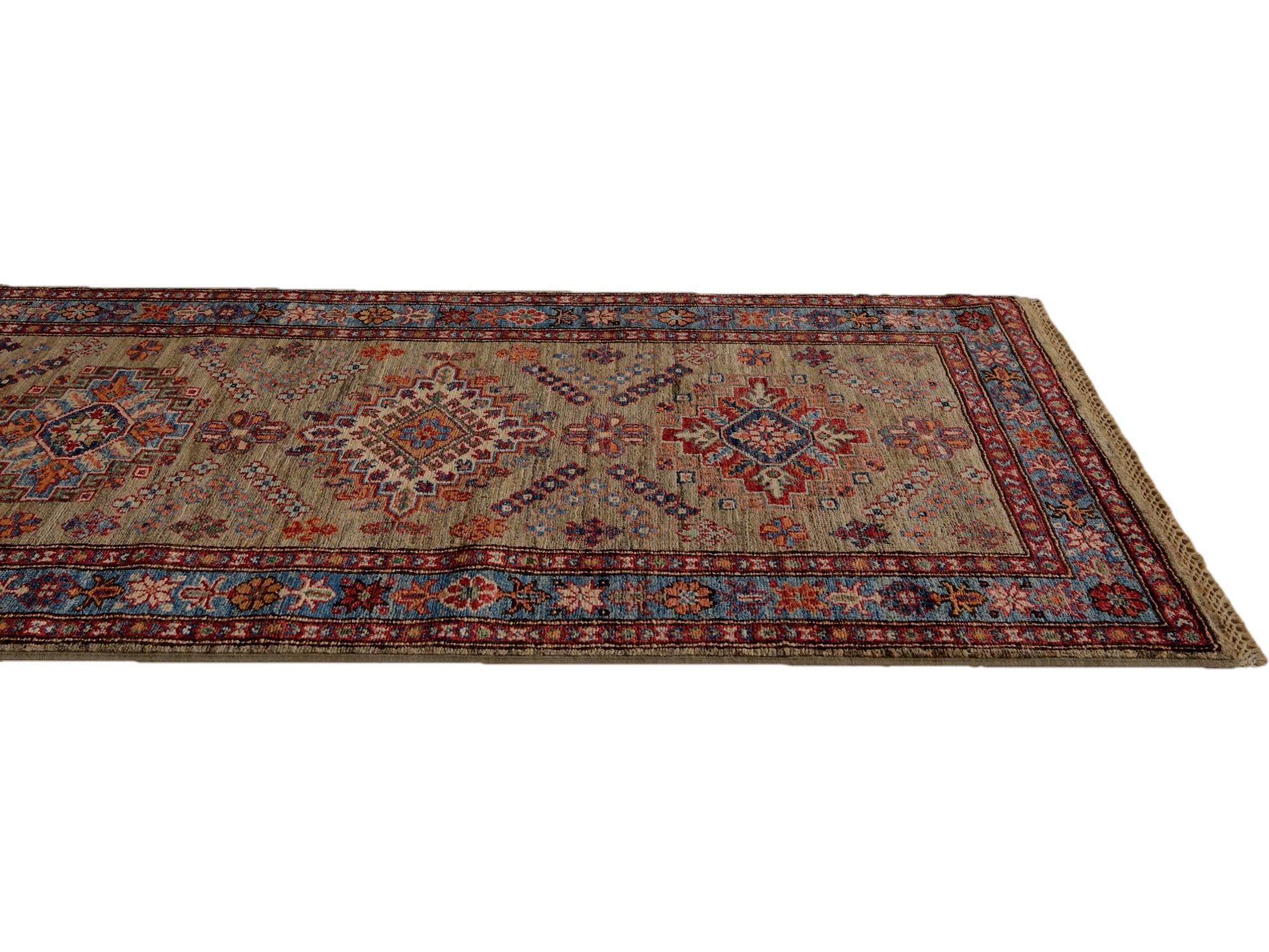 2' 11 x 10' 1 Hand Knotted Kazak Runner Rug
