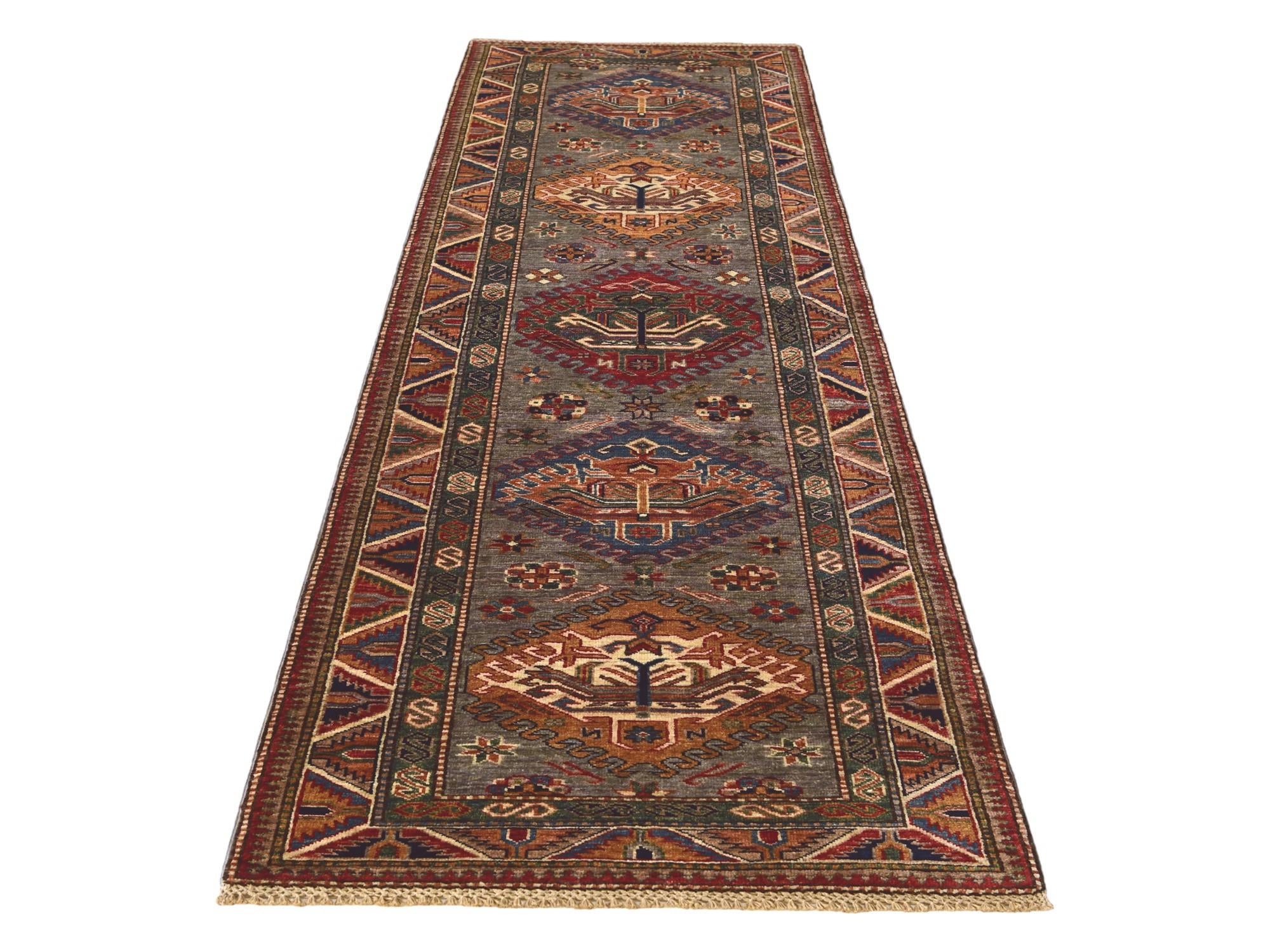 2' 9 x 9' 3 Hand Knotted Kazak Runner Rug