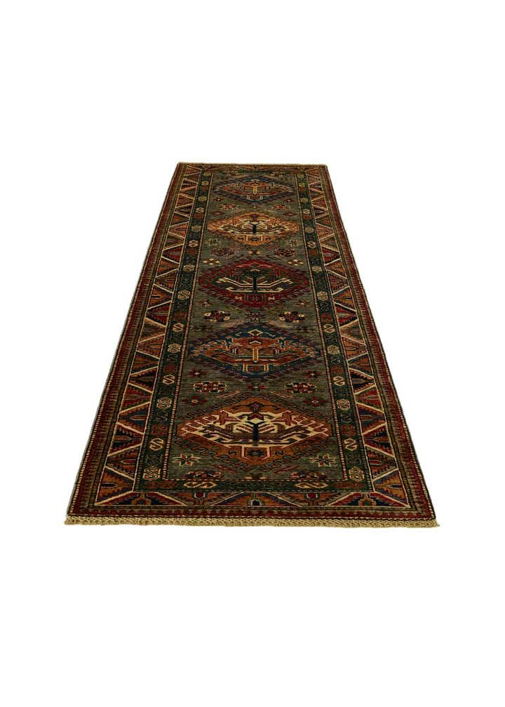 2' 9 x 9' 3 Hand Knotted Kazak Runner Rug