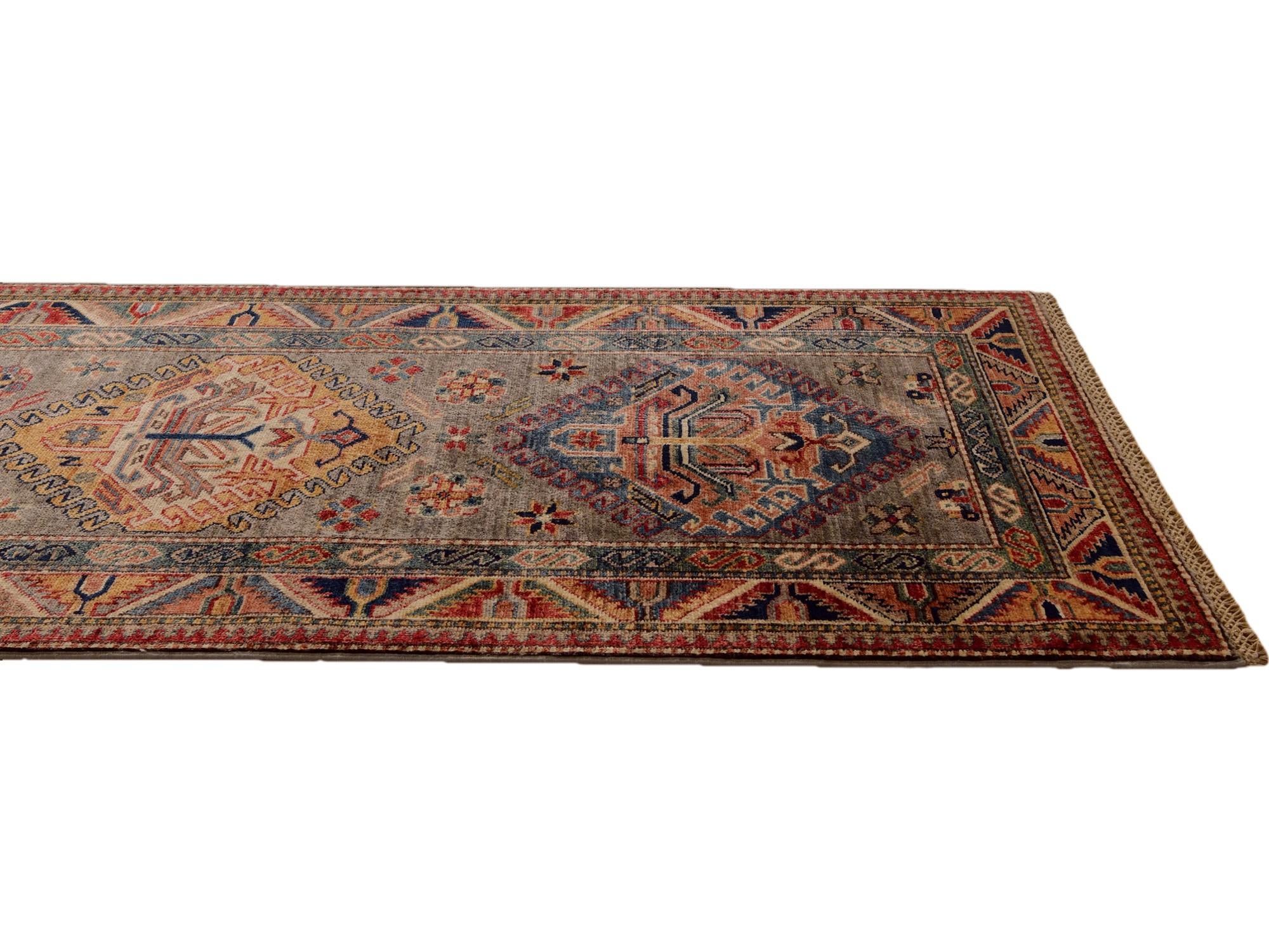 2' 9 x 9' 3 Hand Knotted Kazak Runner Rug