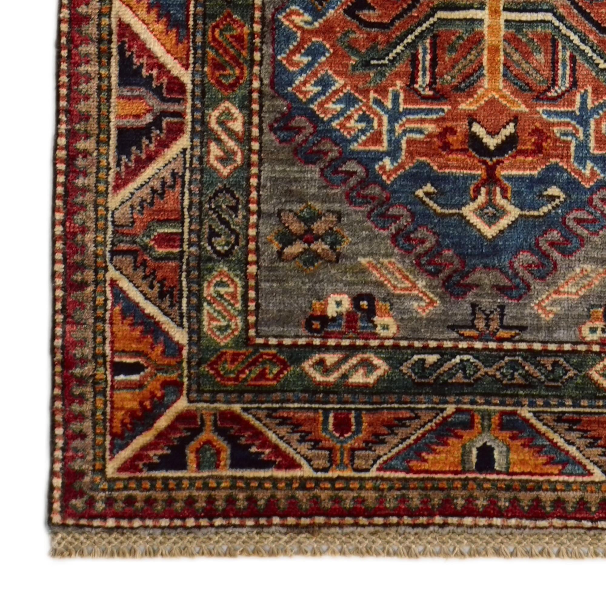 2' 9 x 9' 3 Hand Knotted Kazak Runner Rug