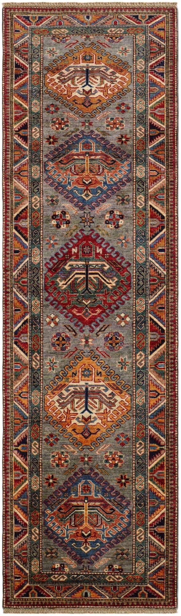 2' 9 x 9' 3 Hand Knotted Kazak Runner Rug