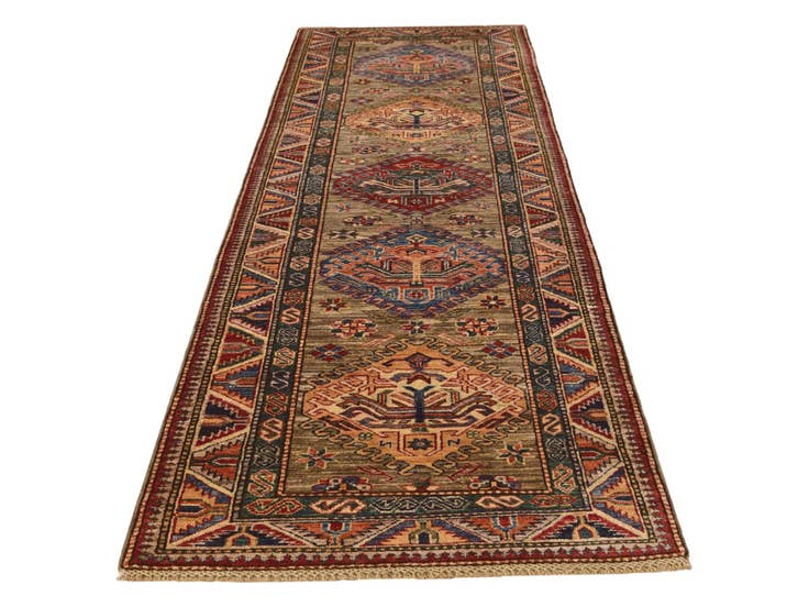 Detail image of 2' 8 x 9' Hand Knotted Kazak Runner Rug