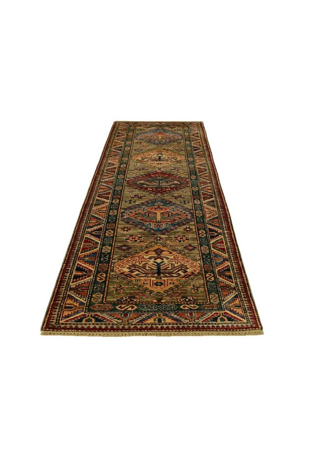 Detail image of 2' 8 x 9' Hand Knotted Kazak Runner Rug