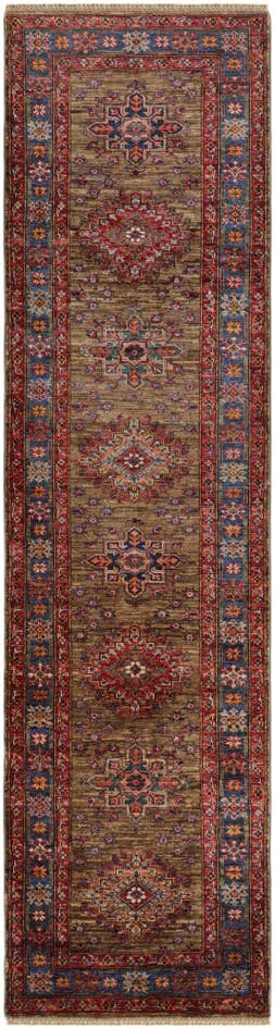 Detailansicht von 85cm x 305cm Handgeknüpft Kazak Läufer Teppich