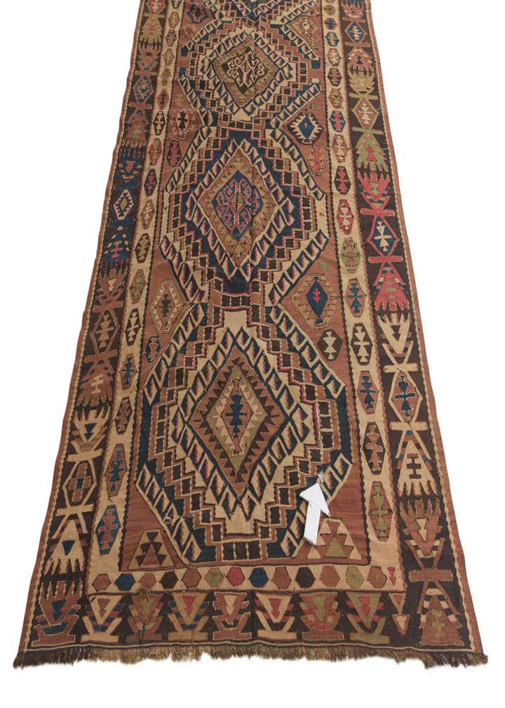 5' 5 x 10' 2 Hand Woven Kilim Fars Wool Runner Rug