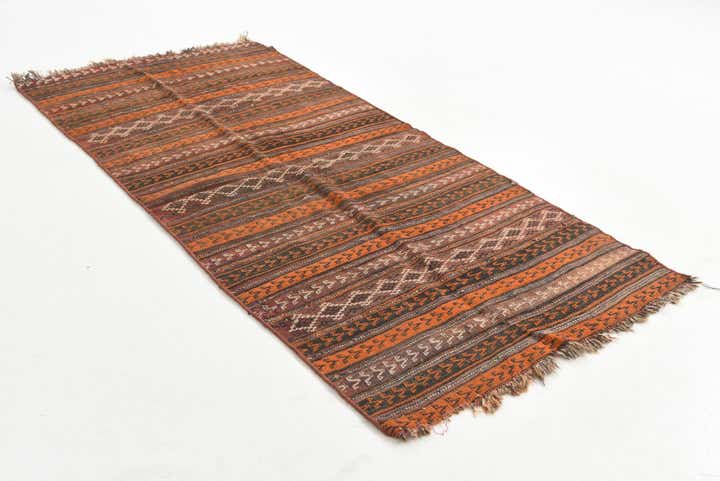 3' 6 x 7' 5 Hand Knotted Kilim Fars Persian Wool Runner Rug