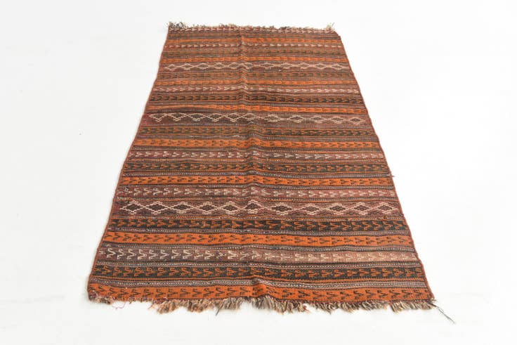 Detail image of 3' 6 x 7' 5 Hand Knotted Kilim Fars Persian Wool Runner Rug
