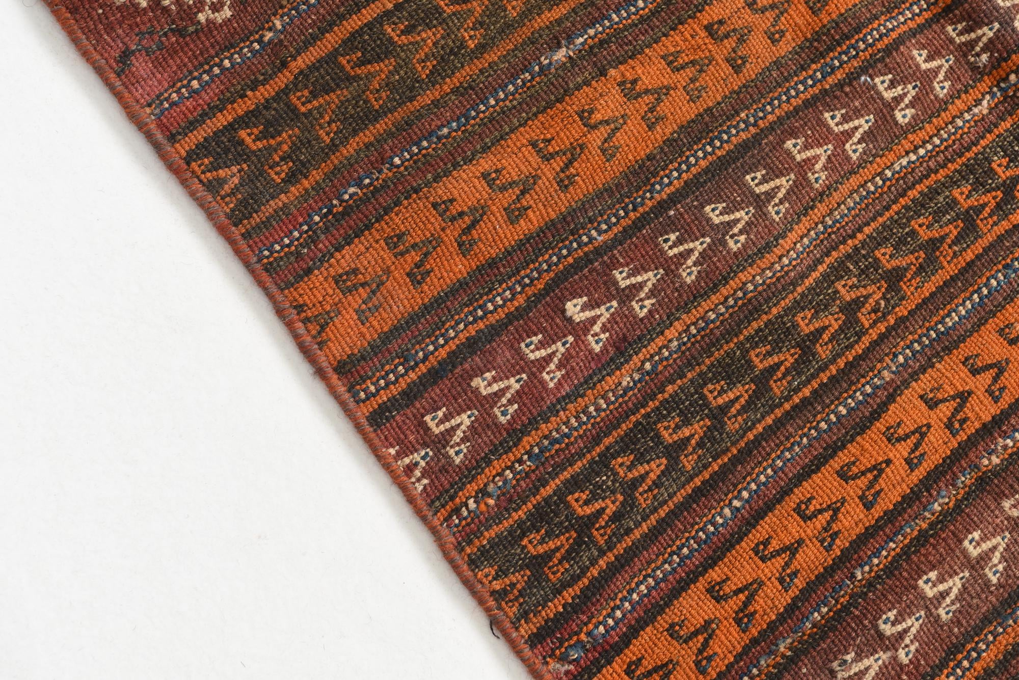 3' 6 x 7' 5 Hand Knotted Kilim Fars Persian Wool Runner Rug