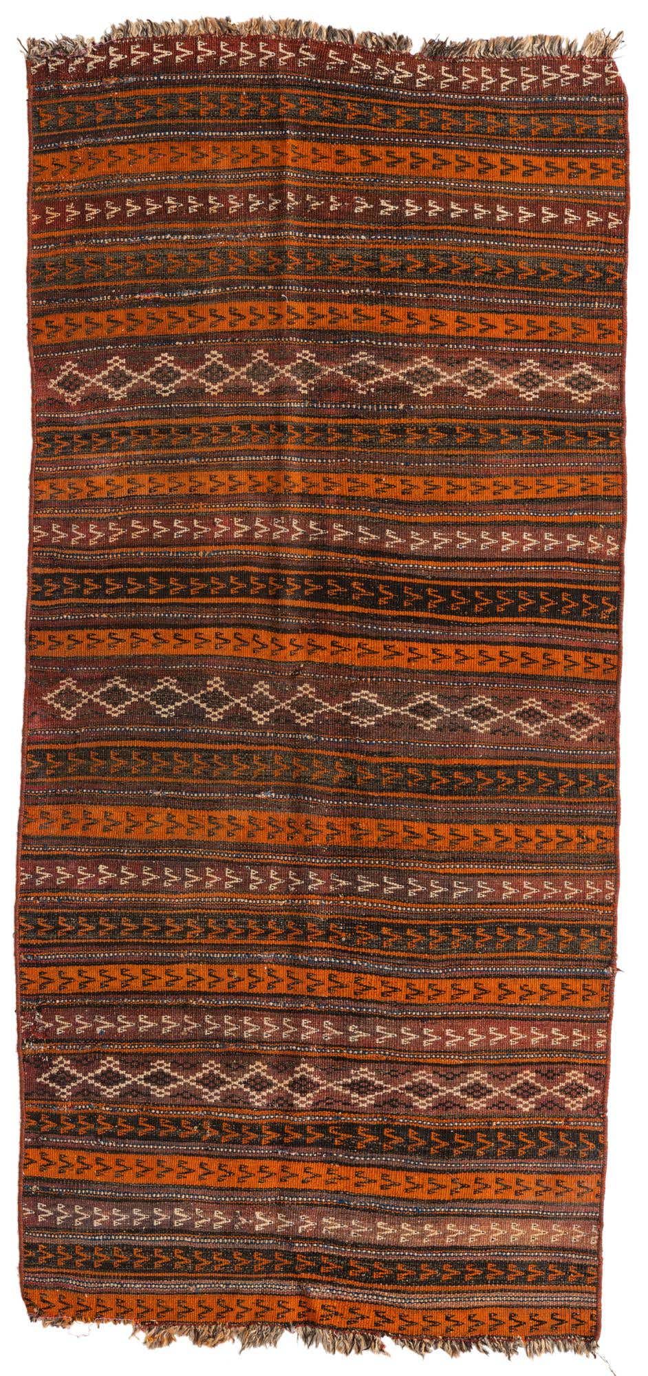 3' 6 x 7' 5 Hand Knotted Kilim Fars Persian Wool Runner Rug