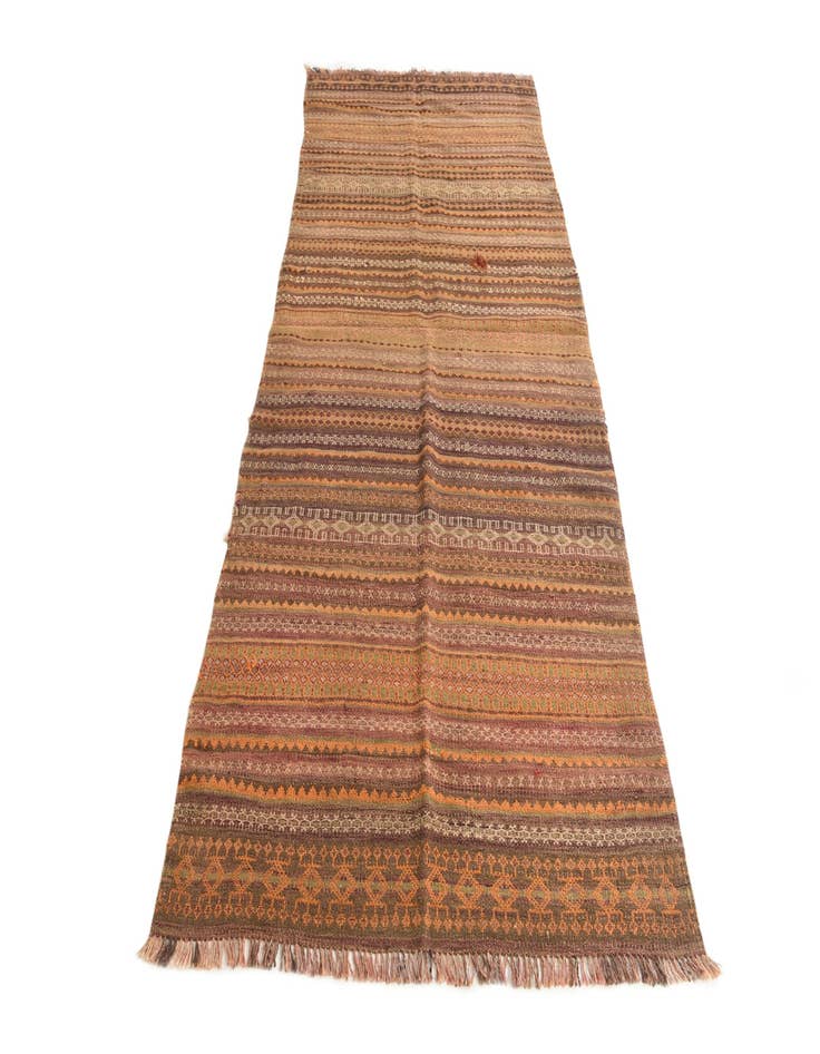 Detail image of 4' x 9' 5  Hand Woven Kilim Fars Wool Runner Rug