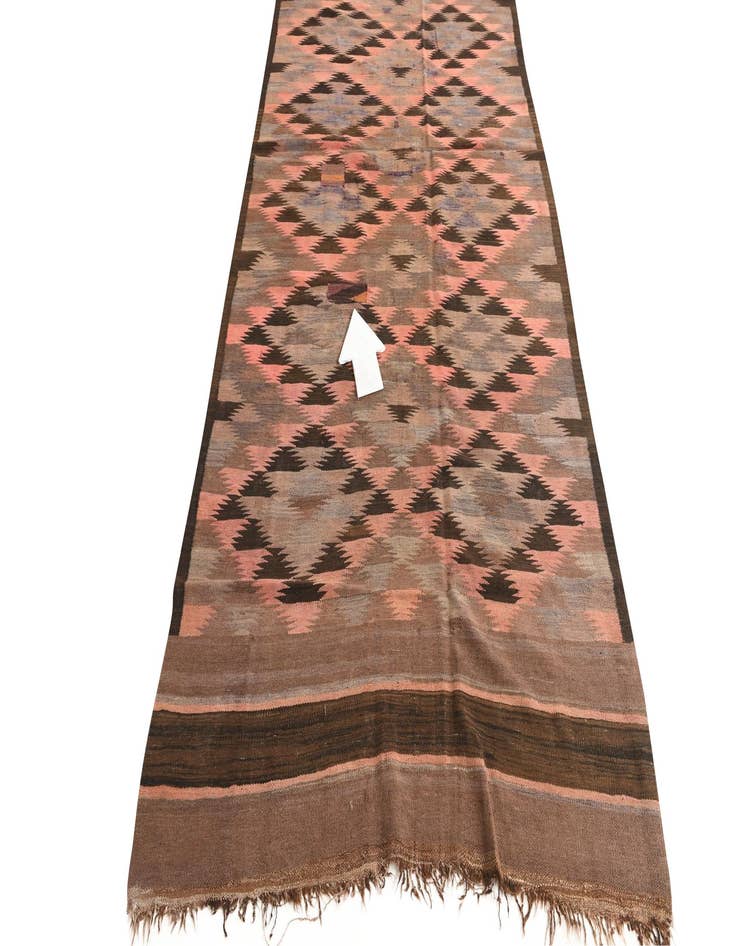 Detail image of 4' 4 x 11' 1  Hand Woven Kilim Fars Wool Runner Rug