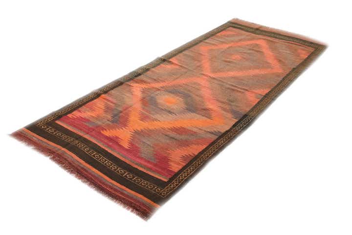 4' x 9' 10 Hand Woven Kilim Fars Wool Runner Rug