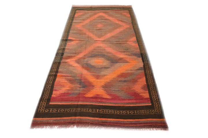 4' x 9' 10 Hand Woven Kilim Fars Wool Runner Rug