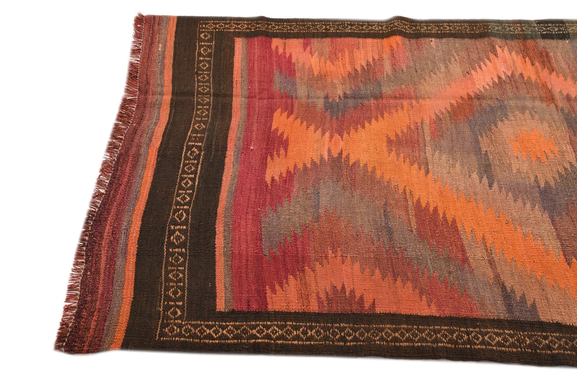 4' x 9' 10 Hand Woven Kilim Fars Wool Runner Rug