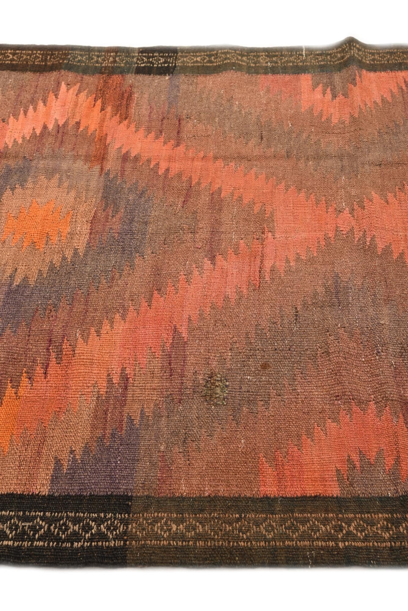 4' x 9' 10 Hand Woven Kilim Fars Wool Runner Rug
