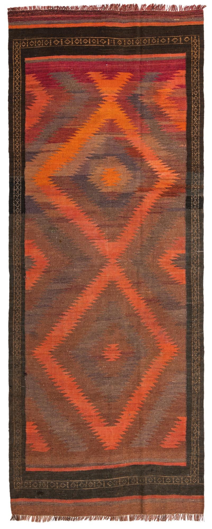 4' x 9' 10 Hand Woven Kilim Fars Wool Runner Rug